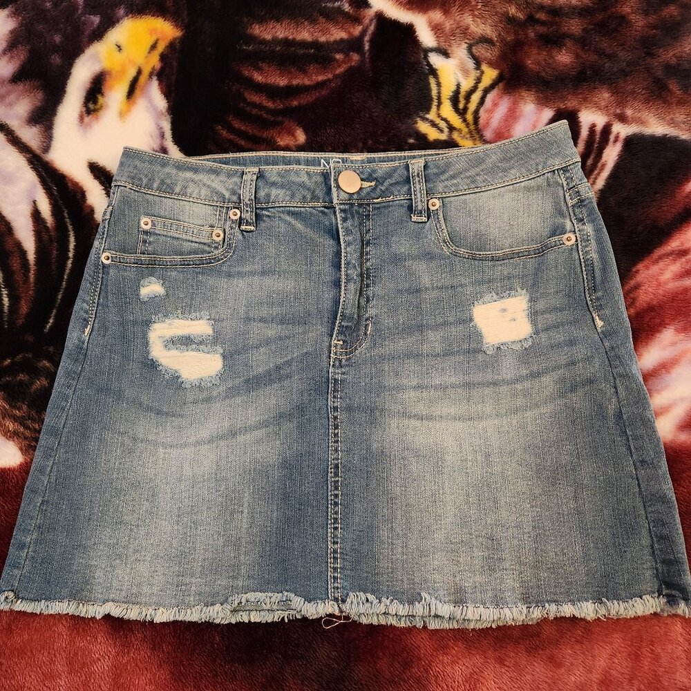 No Boundries Faded Jean Skirt Girls Size 11 Mid Rise Denim Color